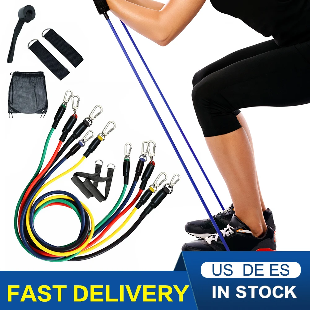 

11pcs/set Pull Rope Fitness Exercises Resistance Bands Gym Equipment Exercise Bands Pull Rope Fitness Elastic Training Expander