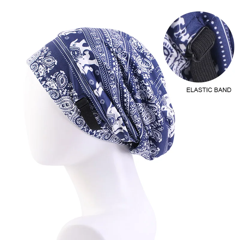 

Muslim Turban Hat For Men Stretch Night Cap Layer Satin Lined Chemo Head Cover Head Accessories Bonnet Hats Reversible Sleep Hat