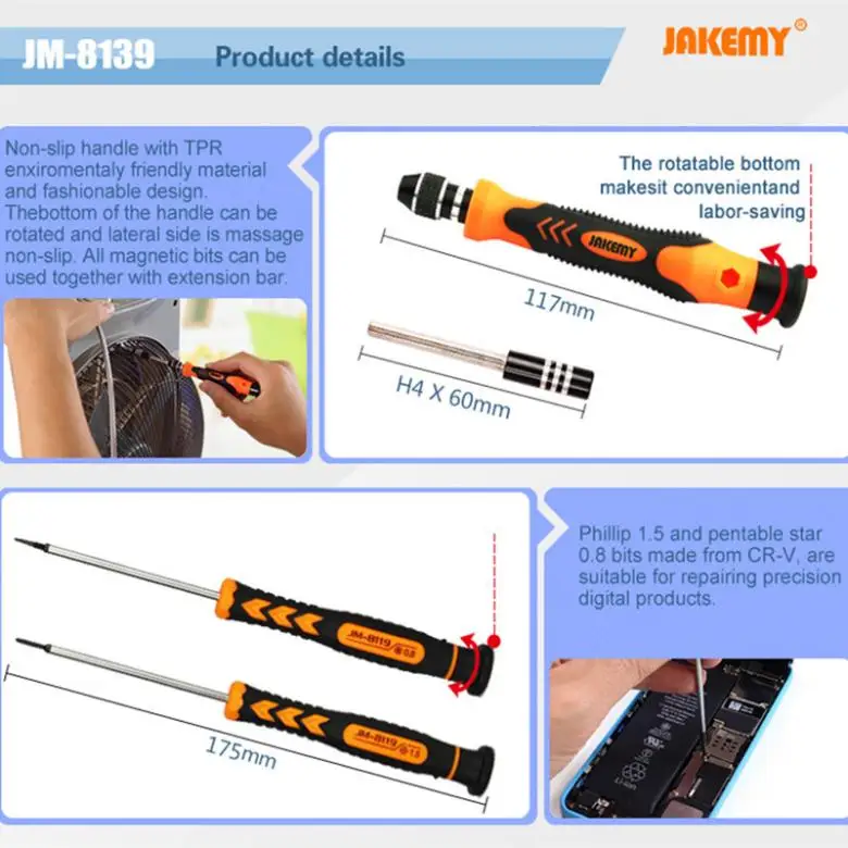 

Precision 45in1 Electronics Repair Tools Set Kit Multi Bit Screwdriver Tweezers Spudger for Laptop Cellphone Tablet Repair Tool