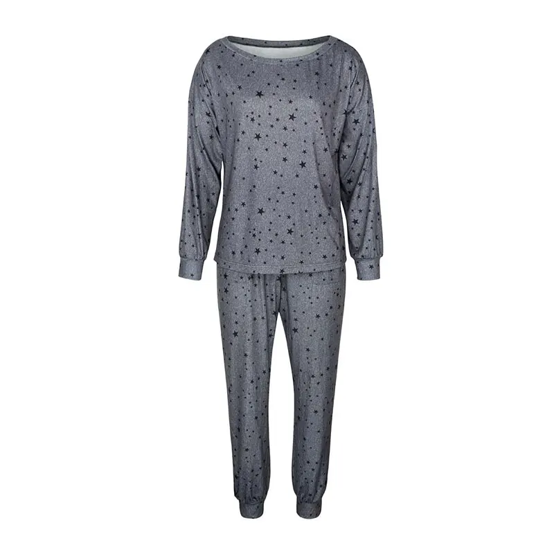 

2021 Autumn Cotton Pajamas Set Women Spring Sleepwear Lounge Wear Set Ladies Loungewear Homewear Star Print Home Suit Nightwear