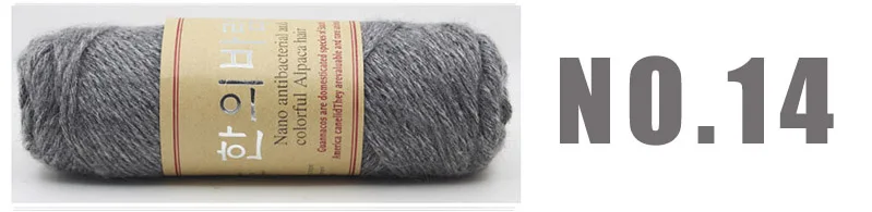 NO14 Medium gray 500 г/лот, высокое качество, Шерсть альпака, толстая пряжа, ручная вязка, натуральная норка, кашемир, пряжа, мериносовая шерсть, толстая пряжа, ручная вязка, Kn - Цвет: NO14 Medium gray