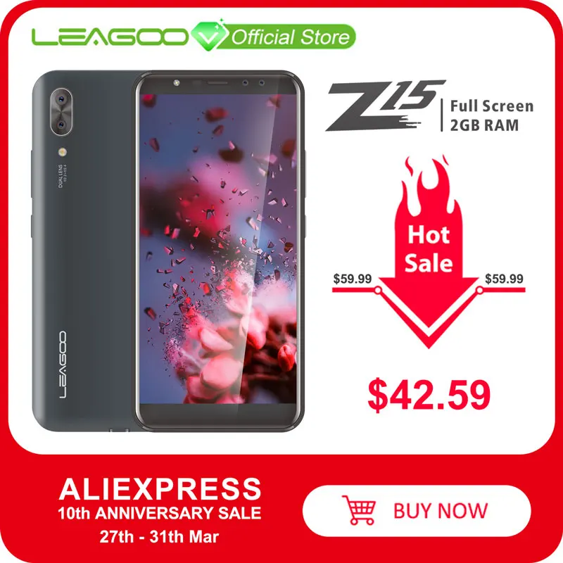 LEAGOO Z15 смартфон с 5 99 дюймовым дисплеем четырёхъядерным процессором MT6580M ОЗУ 2 Гб