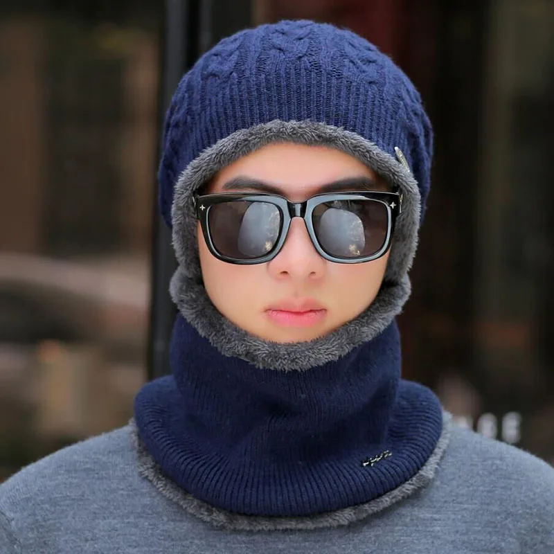 Брендовые зимние шапки для мужчин Skullies Beanies Мужская зимняя вязаная шапка из крученой пряжи шарф из шерсти женская маска капота мужская шапка