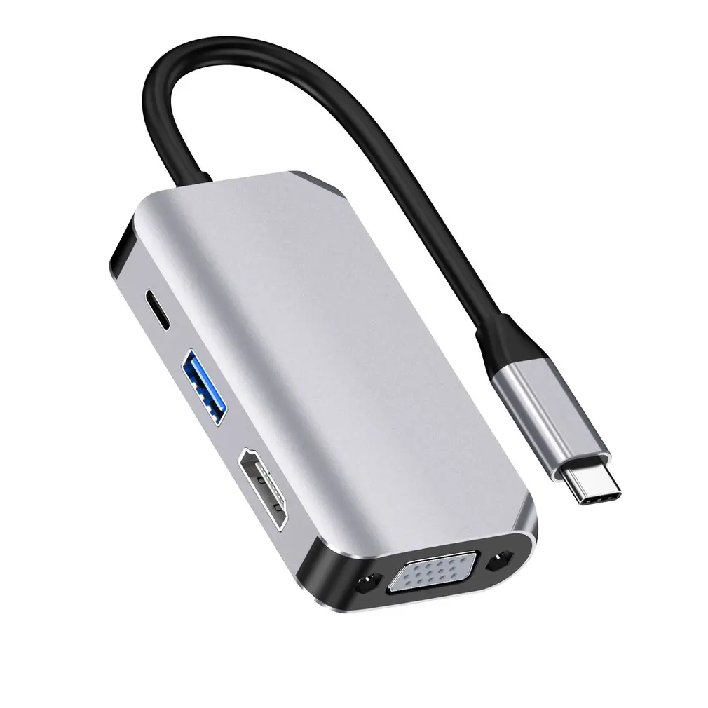 4-в-1 Тип с разъемами типа c и HDMI 4K VGA Hub Многофункциональный Док-станция Plug And Play