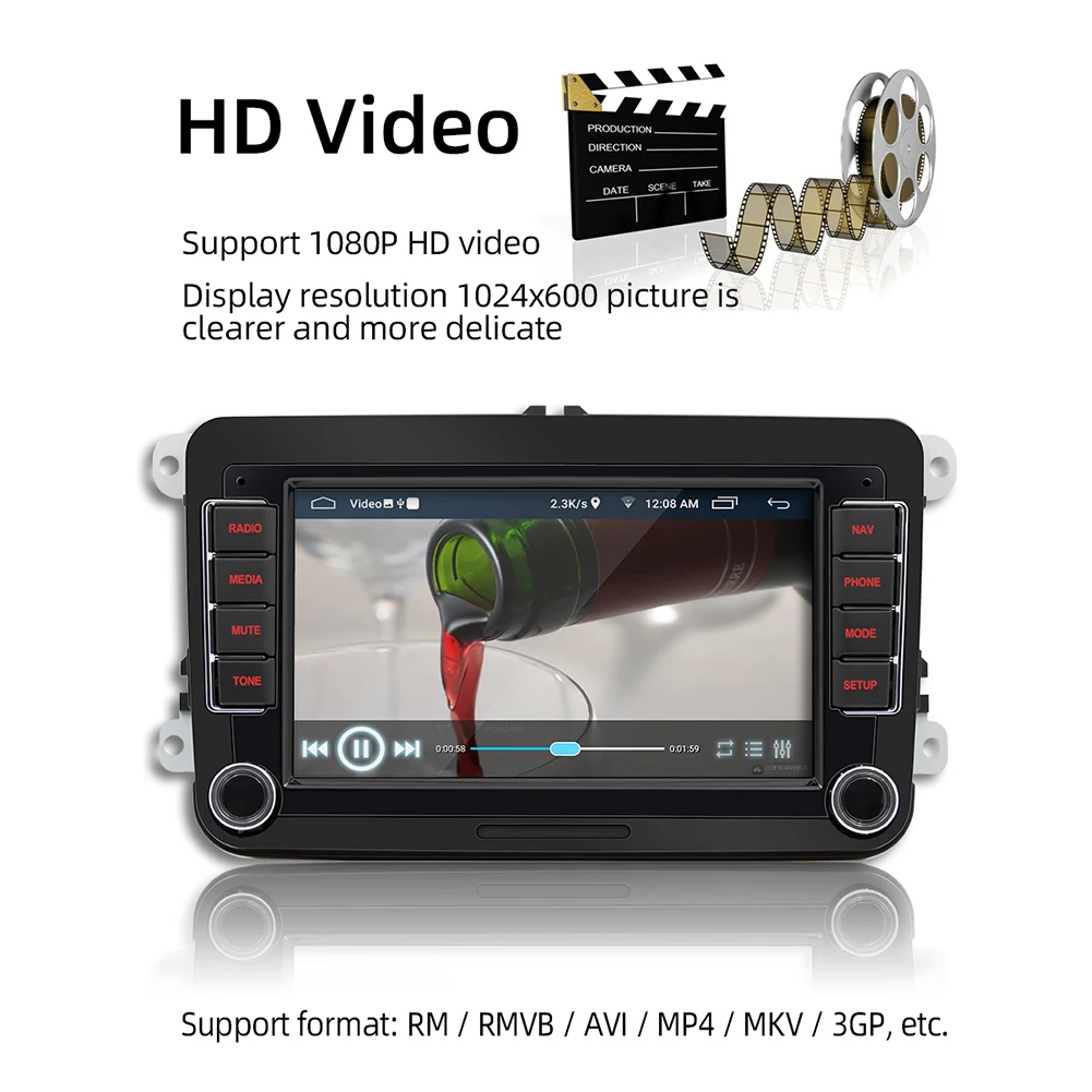 

Car Android MP5 Player for VW Auto Bluetooth-Compatible GPS Radio WiFi Audio Player 7in HD Video Wireless Multimedia Device