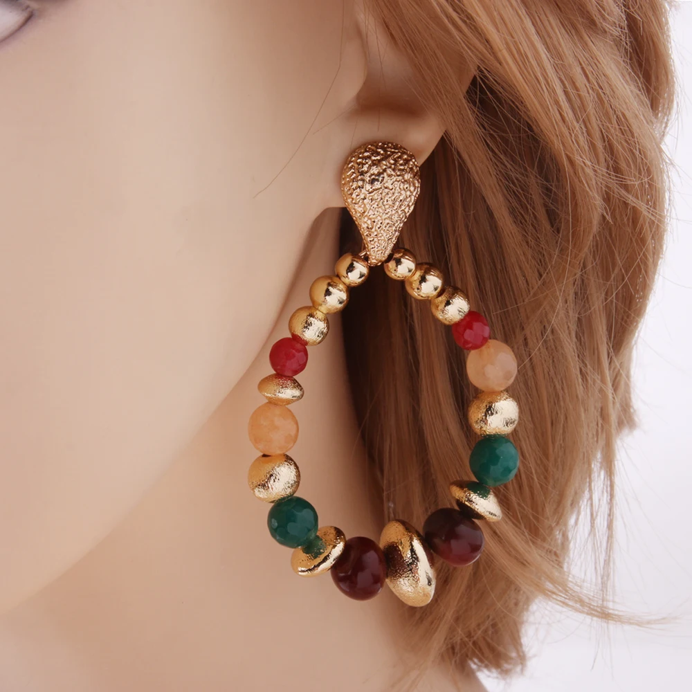 NeeFu WoFu Charm Earring Woman Drop Natural Stone Crystal Dangle Zinc Alloy Large Long Brinco Manual Ear Accessories Oorbellen | Украшения