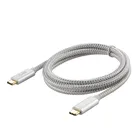 Кабель USB-CC, 1 м, быстрая зарядка, PD 60 Вт, для Samsung Galaxy S9 Plus USB-C, штекер-штекер, позолоченный белый с оплеткой