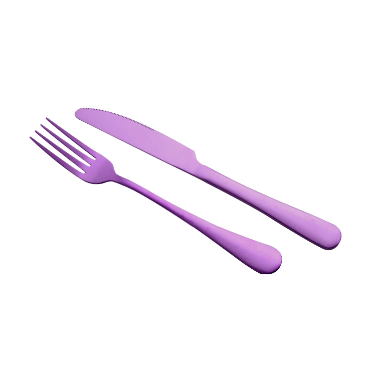 Purple Knife Folk Набор ножей столовые приборы из нержавеющей стали ложка народные наборы ножей столовая посуда в японском стиле костюм набор посуды столовое серебро подарок - Цвет: Purple Knife Folk