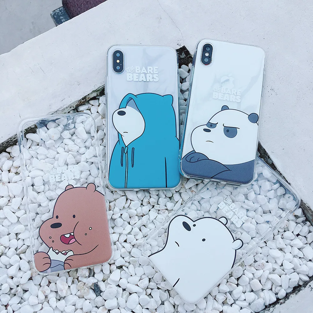 Для IPhone 11proMAX XS Max XR прозрачный мягкий чехол для телефона милый белый медведь 7 8 6s