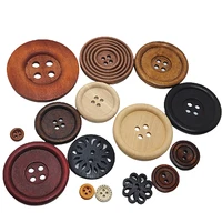 10pcspack multi natural pattern wooden buttons round buttons aperture for sewing diy handcraft scrapbook supplies