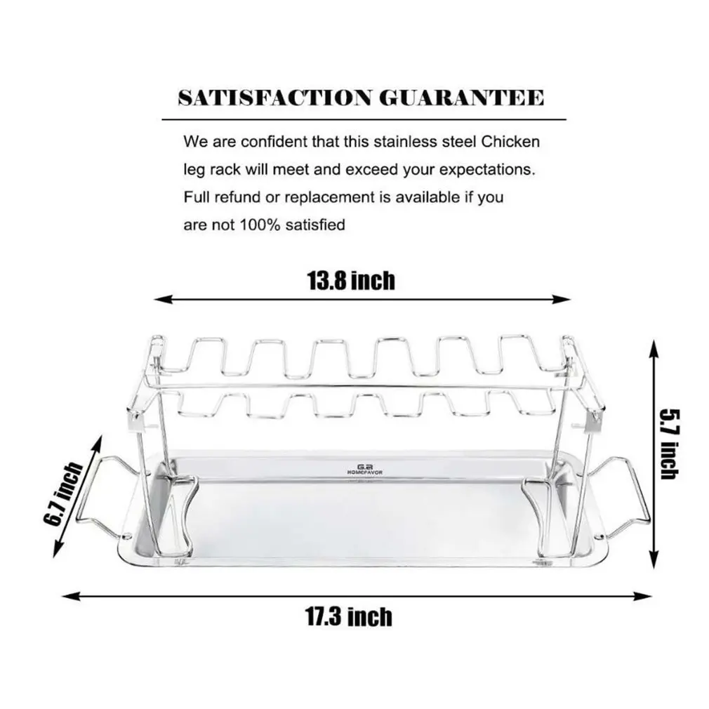 

Stainless Steel Folded Barbecue Rack Tray 14 Card Slot Barbecue Grill Grilled Chicken Leg Rack With Bottom Tray BBQ Grill Tray