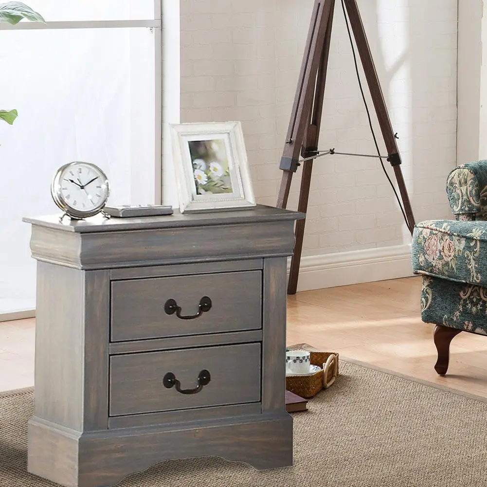 24 &quotАнтичный серый сплошная деревянная прикроватная настольная Louis Philip III с 2
