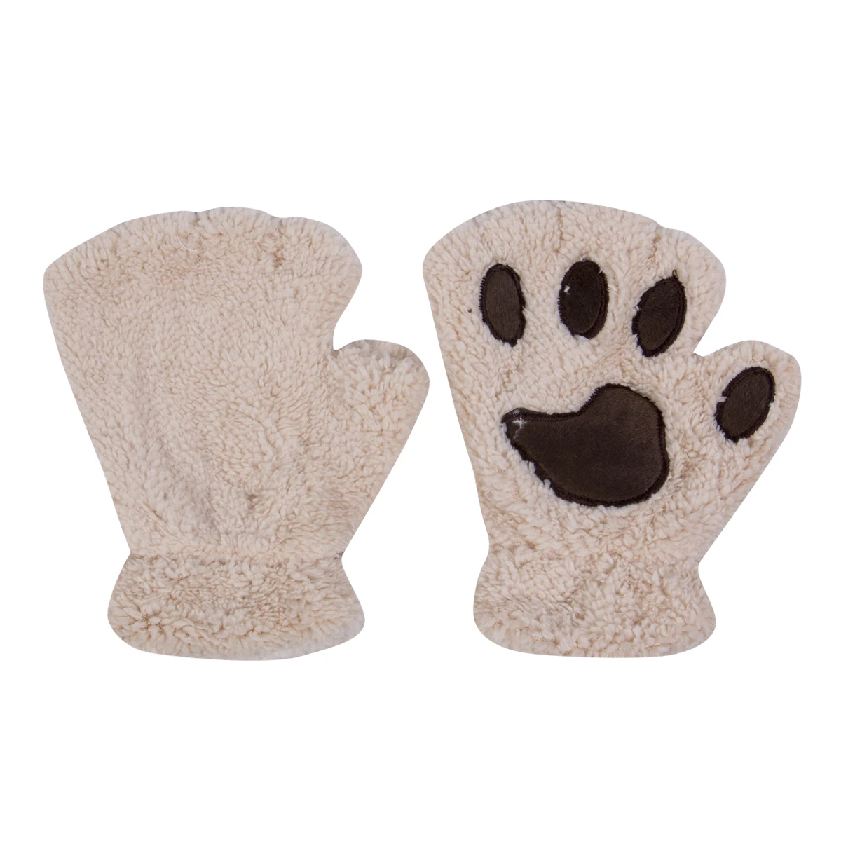Women Cute Cat Claw Paw Plush Mittens Warm Soft Short Fingerless Fluffy Bear Gloves Costume Half Finger M159 | Аксессуары для