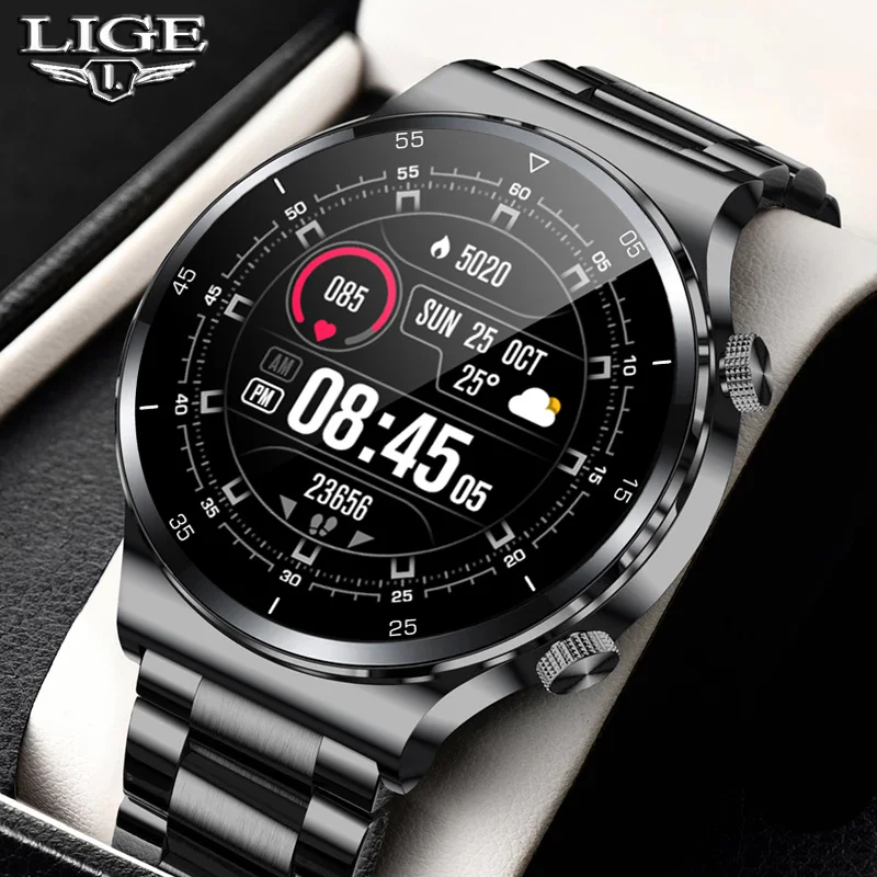 

LIGE 2022 умные часы с полным касанием, мужские напоминания о звонках, Bluetooth для Android iOS IP68, водонепроницаемые спортивные фитнес-часы
