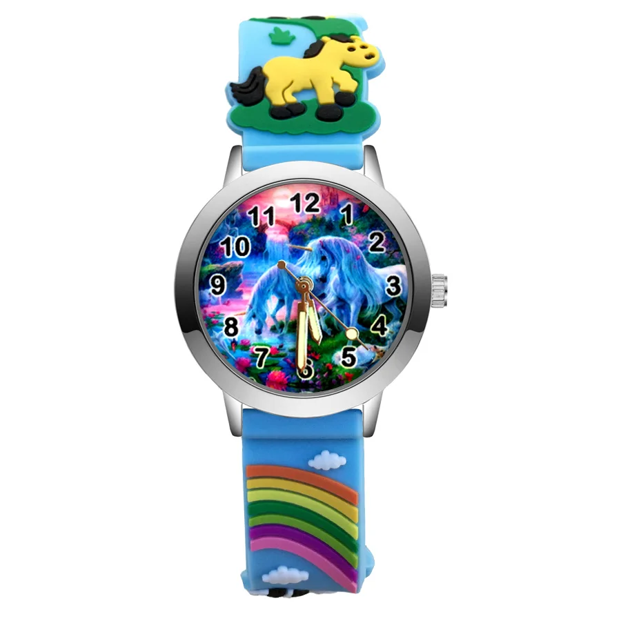 Часы Детские кварцевые с 3d силиконовым ремешком модные Мультяшные милые детские