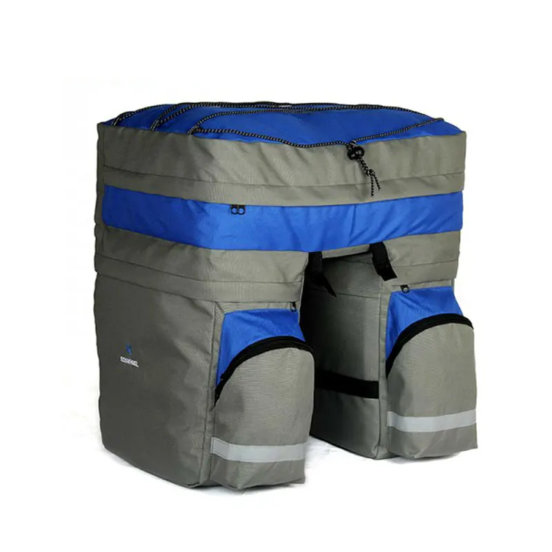 Blue Grey ROSWHEEL Сумка-переноска для велосипеда, 60л, задняя стойка для багажника велосипеда, багаж на заднее сиденье, Паньер, две сумки для активного отдыха, велосипедное седло для хранения, 14590 - Цвет: Blue Grey