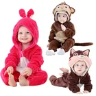 Костюм для новорожденных с животными, кроликлисаЛевобезьяна, комбинезон для косплея, детский мультяшный теплый костюм с капюшоном