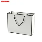 50X черная рамка белый подарочный бумажный мешок для покупок с печатью логотипа на заказ