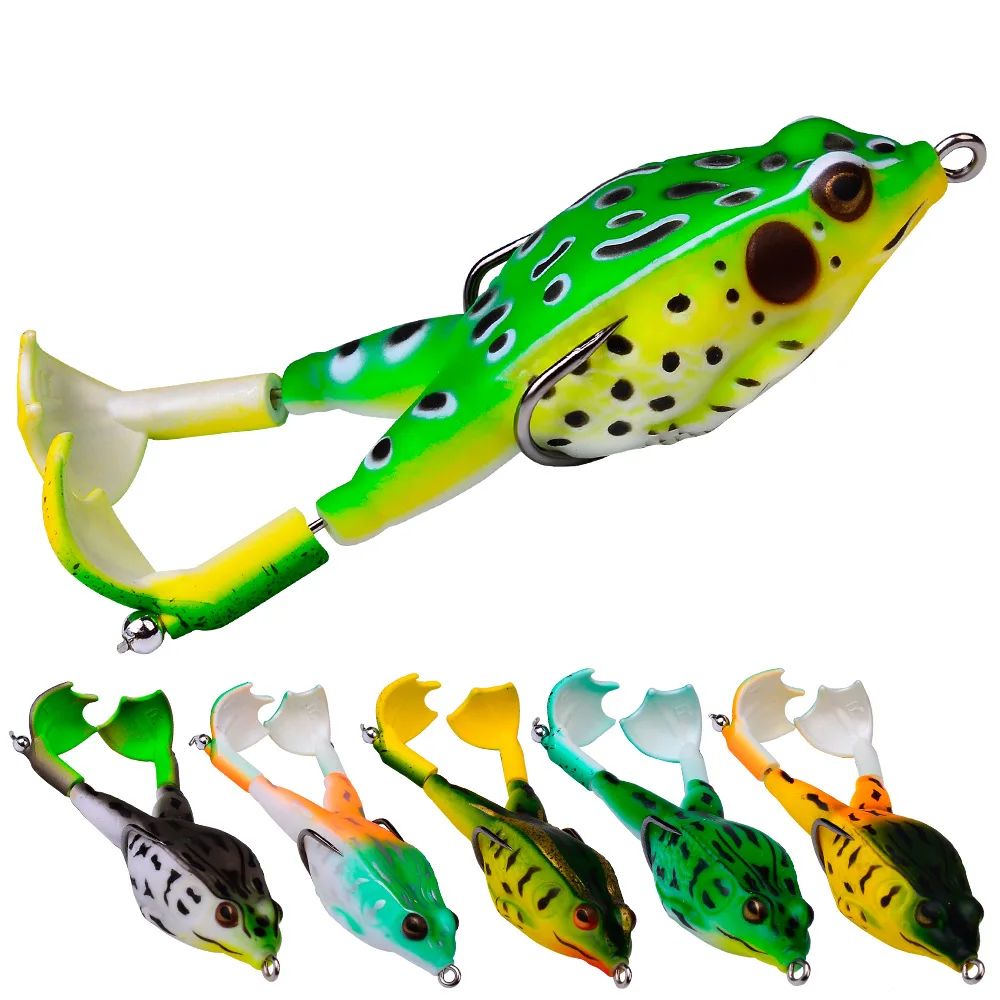 

Rotate Frog Lure with Double Hook Rubble Soft High Quality Fishing Bait Realistic Design Hollow Body