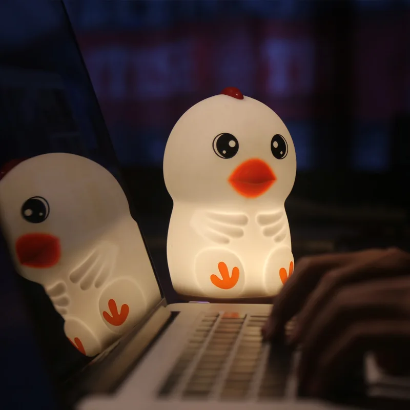 

Cartoon Chick Soft Silicone Touch Sensor Control Light Rechargeable Light for Baby Children's Bedroom Home Decor