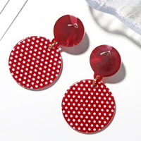 yaologe handmade vintage red wave point hollow out dangle earrings for women girl korean jewelry 2019 acrylic geometric earring