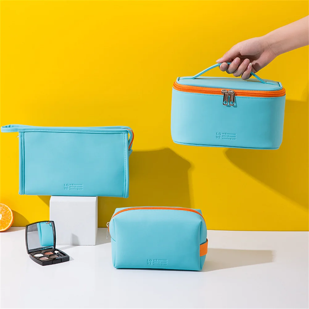 

PU Portable Women Cosmetic Bag Multifunction Travel Toiletry Storage Organize Handbag Waterproof Female Makeup Case