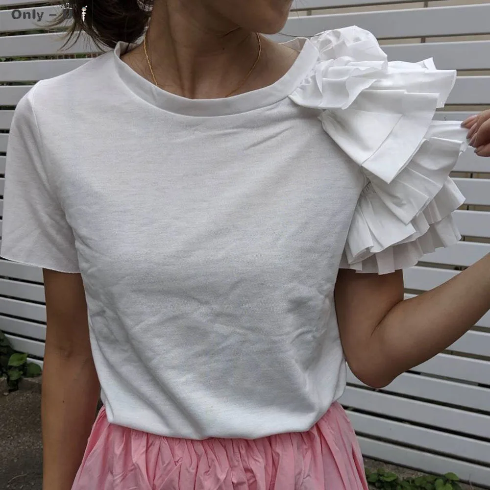 

Loose Summer Standard T-shirt 2021 Casual Fashion Round Neck Plain Femme Tee T-shirts Tops Office Lady Work T-shirts