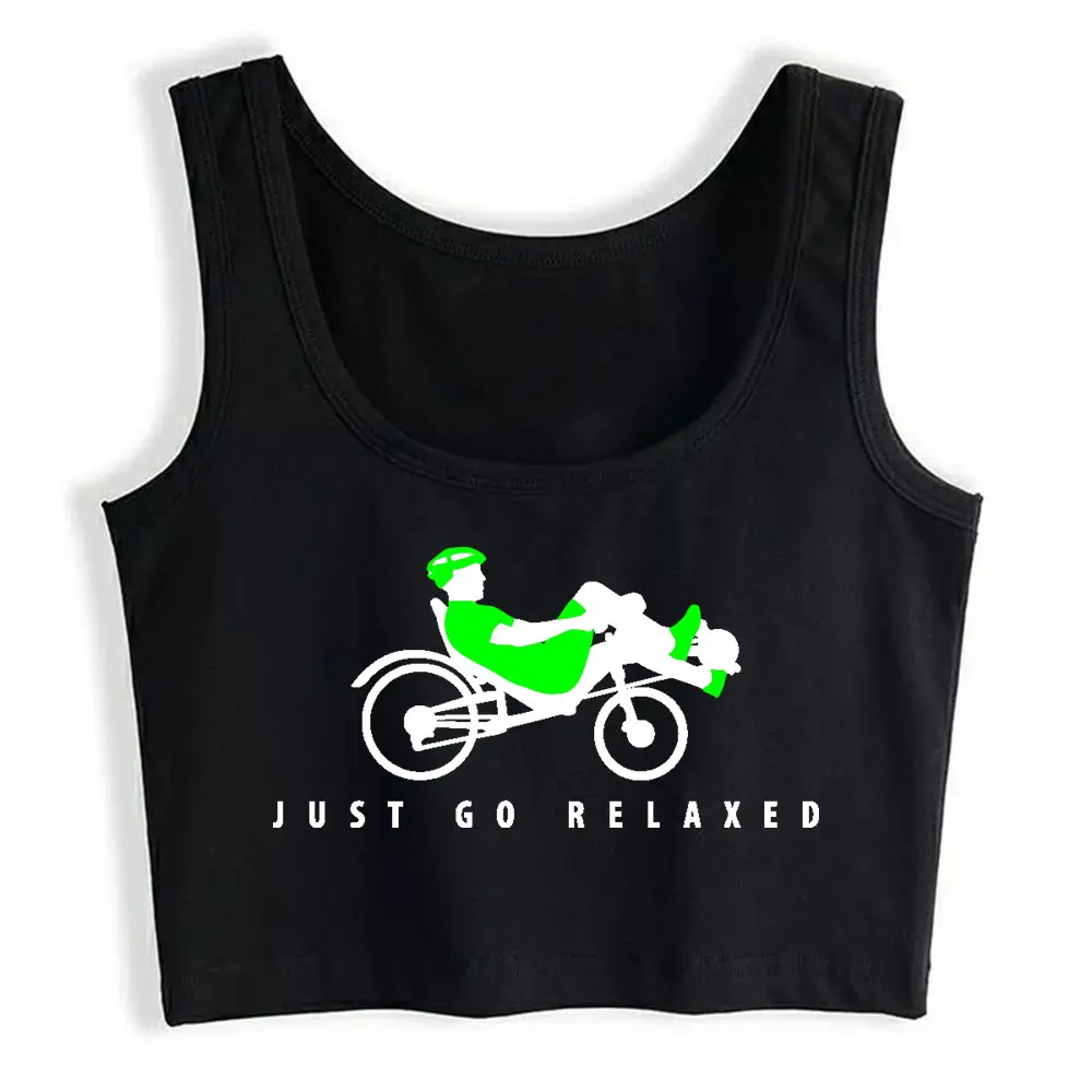 

Boho Crop Top Recumbent Bicycle Cyclist Humor Harajuku Custom Womens Tops blusas mujer de moda 2021 verano Gym Tank Top Women