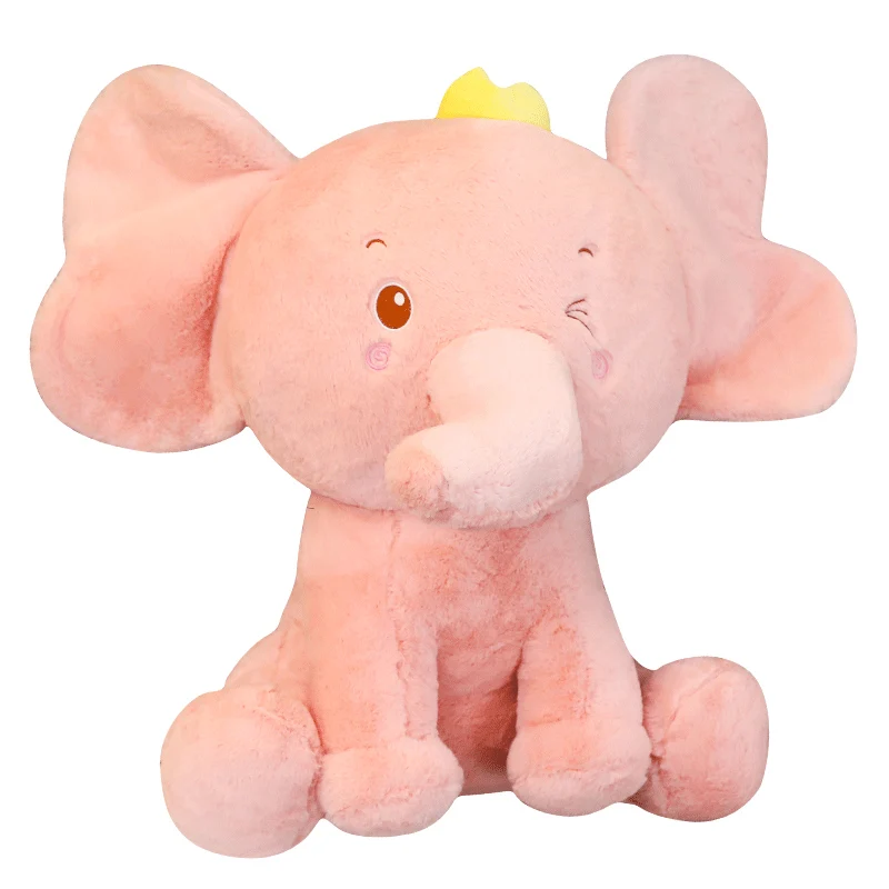 

60cm Adorable Elephant with Crown of Rabbit Fur Pillow