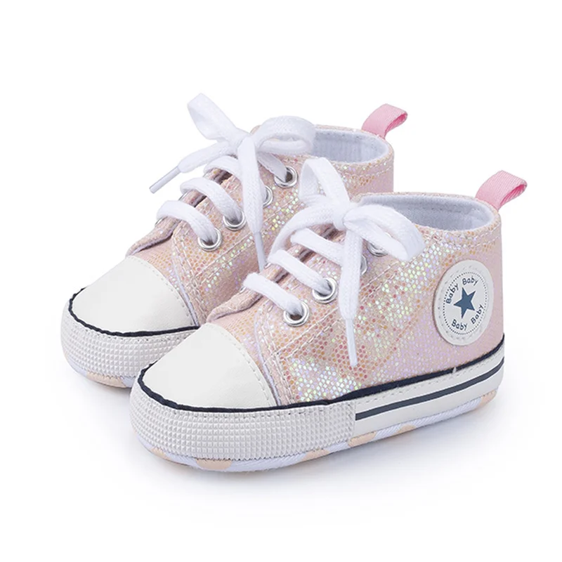 Модные Блестящие Кроссовки для новорожденных мальчиков и девочек мягкие