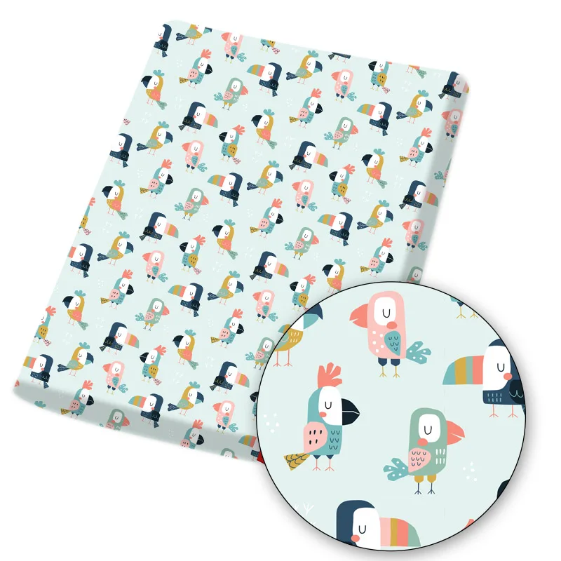 Полиэфир хлопчатобумажной ткани с мультяшным принтом Пингвин лиса набойки