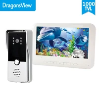 dragonsview video door phone doorbell intercom system with electric lock 7 inch white unlock exit button talk