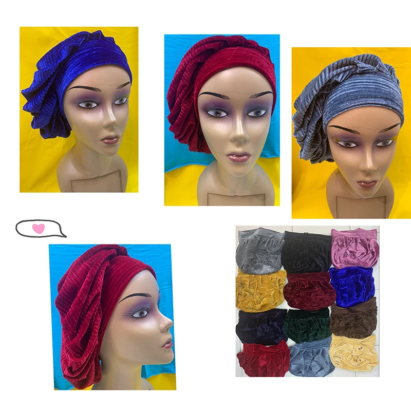 

12 Pieces Newest Elegant Turban Hats Women Cap Beaded For India Hat Scarfs Head Wrap Headband Girl Hair Accessories Lady