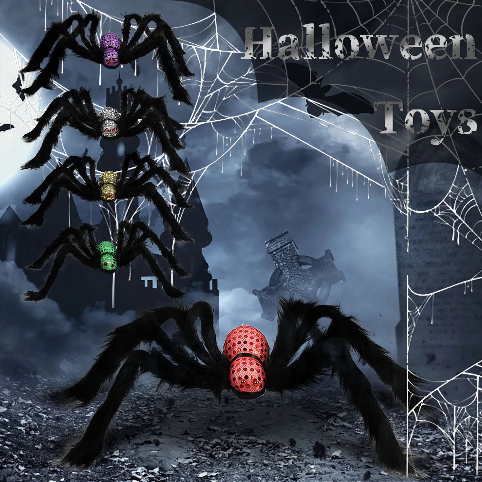 

Искусственный паук 75 см, украшение на Хэллоуин для дома, бара, дом с привидениями, паук на Хэллоуин, искусственный паук, Шелковый реквизит 2021
