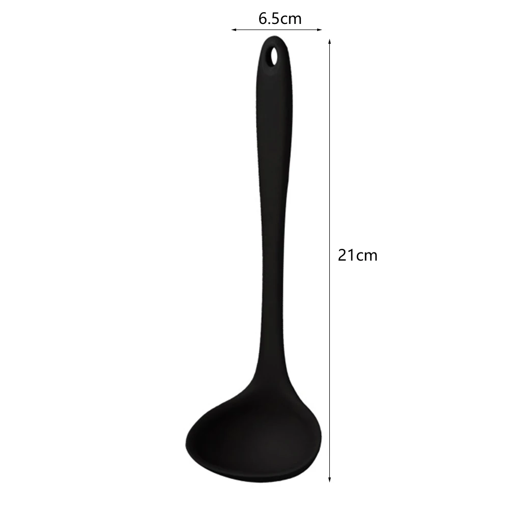 

Non Stick Silicone Ladle Soup Spoon Curved Handle Unbreakable Big Round Scoop for Dinner Creative Kitchen Dining Tool Tableware