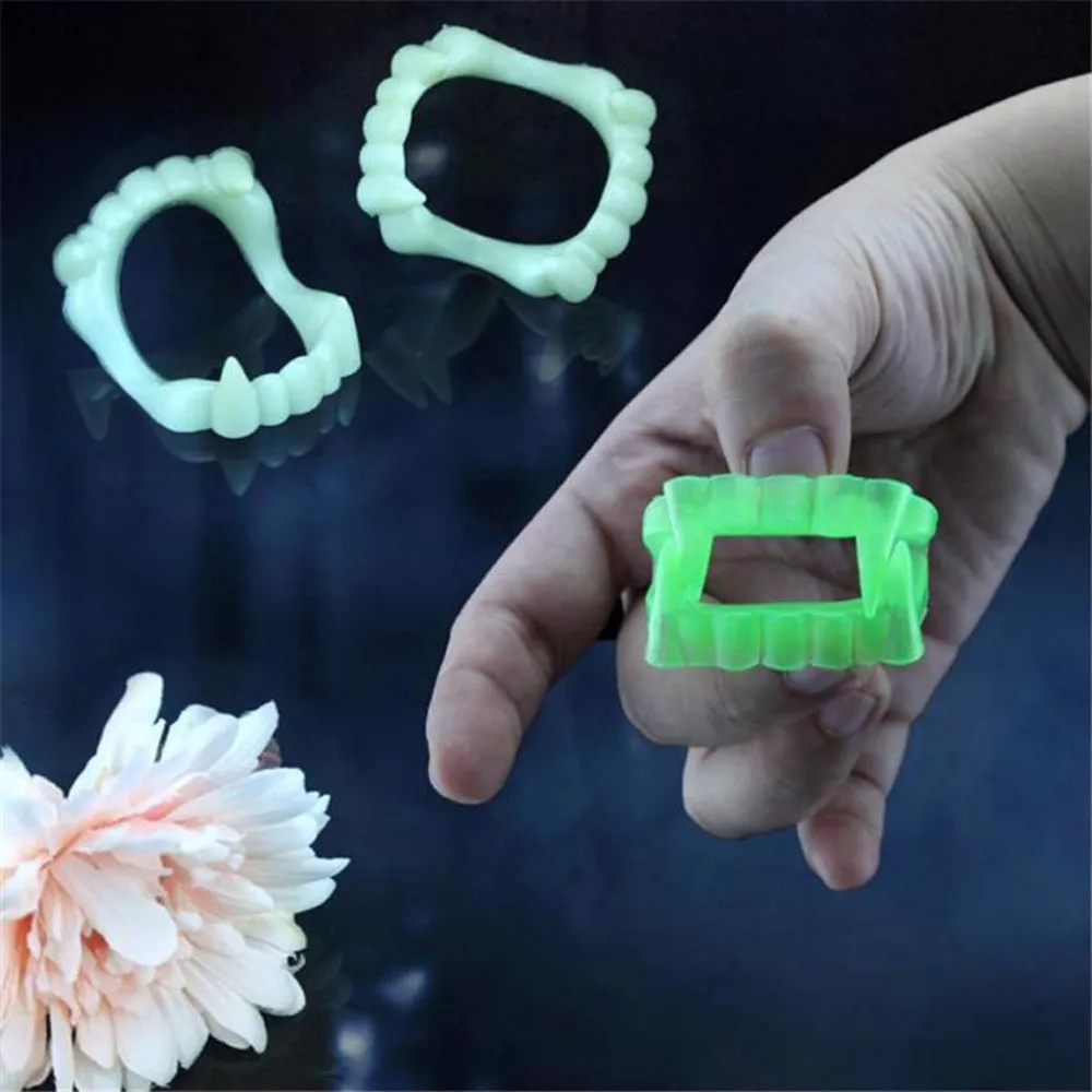 2 шт. Devil Tooth Fangs декоративные вампирские светящиеся зубные протезы для Хэллоуина