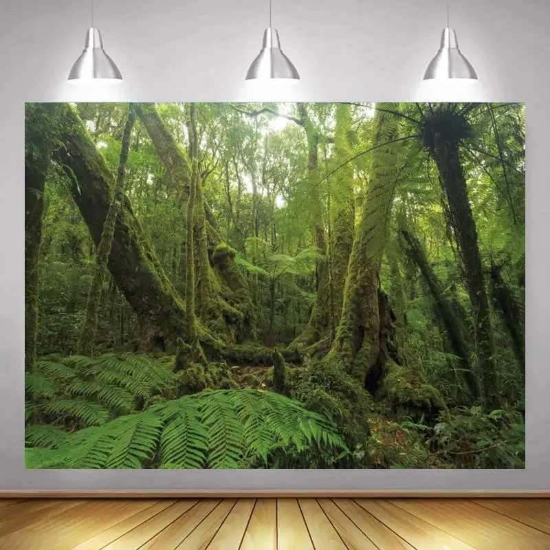 

Photography Backdrop Forest Jungle Background For Photo Studio Party Decoration Supplies Dessert Table Banner Green Palm Tree