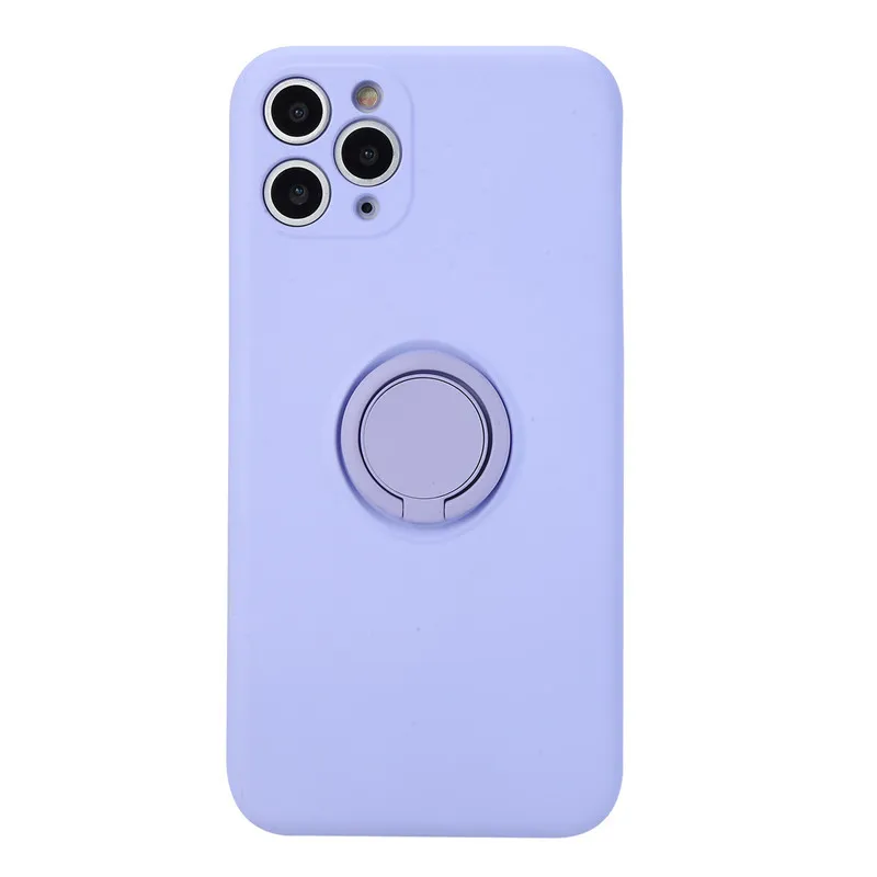 

Soft Liquid Silicone Phone Case For iPhone 11 12 mini Pro Max XS X XR 7 8 6 6S Plus SE 2020 Stand Ring Shockproof Case Cover