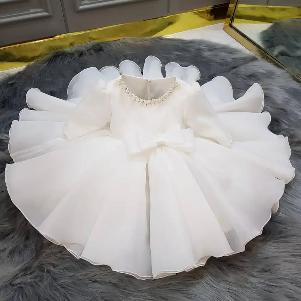 Одежда с длинными рукавами для маленьких девочек платья дня рождения Платье на