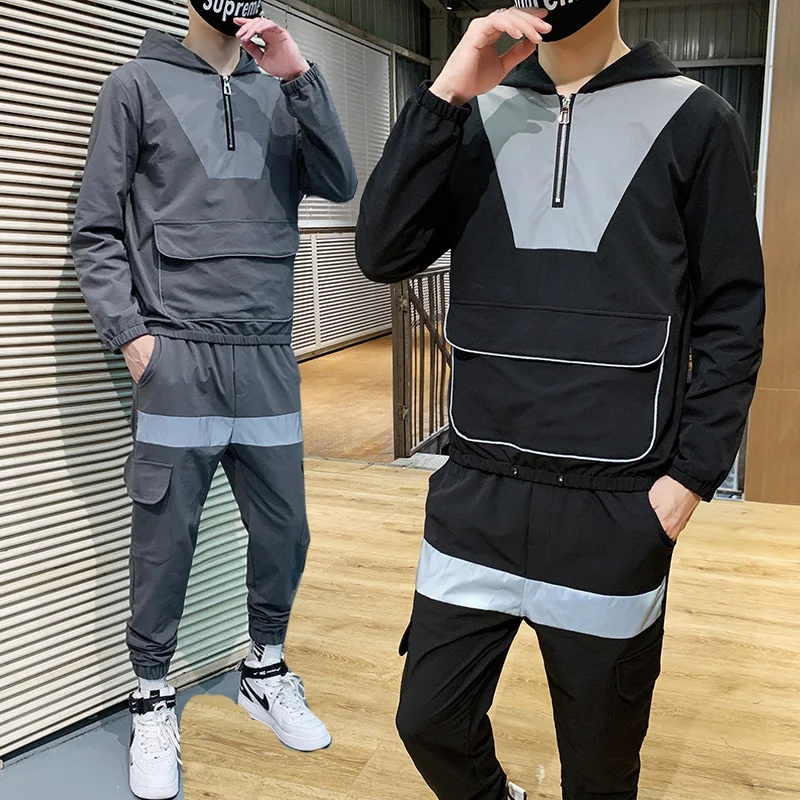 

Men's Tracksuit 2020 Spring/Autumn Man Two-piece Set Sweat Suit Overalls Korean Leisure Suit Plus Size Jackets+Harem Pants
