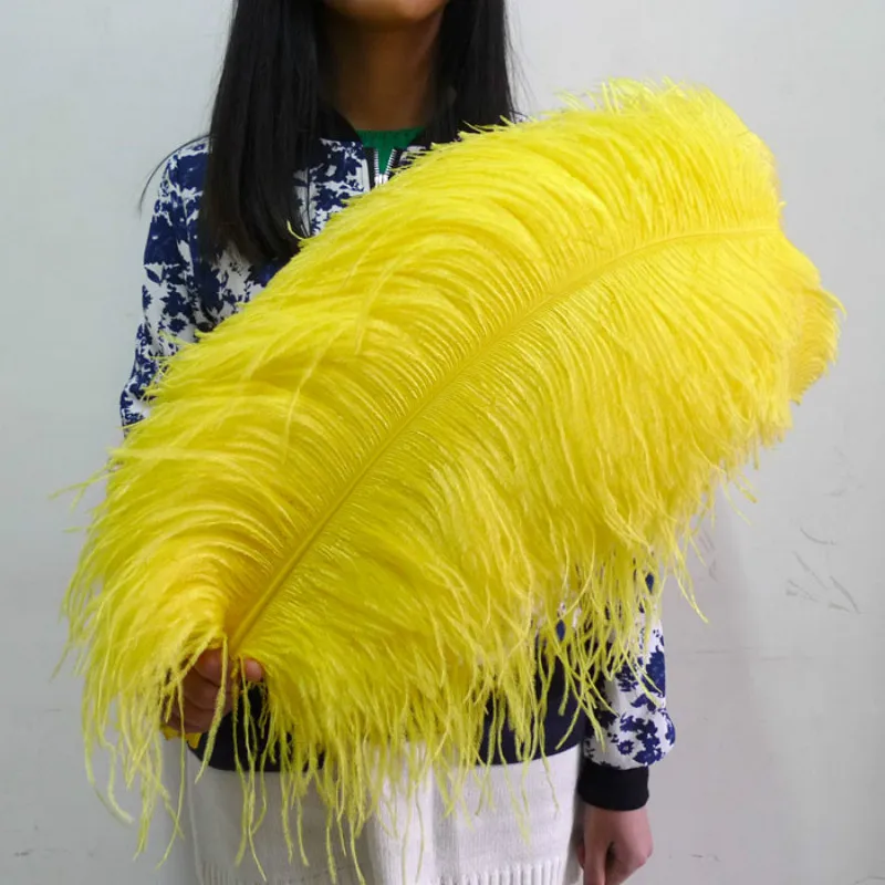 Перья страуса желтого и белого цветов свадебное украшение для самбы танцев