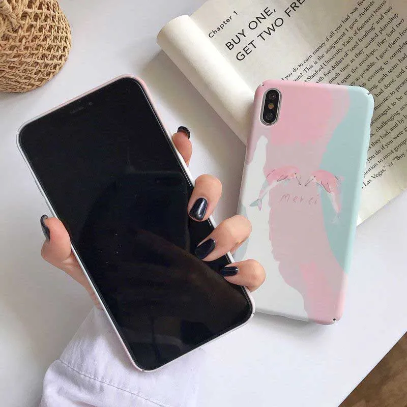 Милые Розовые дельфины Твердые чехлы из PC для huawei P20 P30 lite Nova 3 3i 4 5 5i Honor 8X 9X 7X 7C 9 10 lite 20 V20 Y7Prime Y9