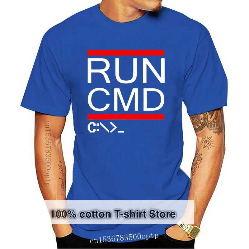 

Футболка Run CMD с логотипом программатора, футболка, уникальная хлопковая футболка с короткими рукавами и круглым вырезом для мужчин