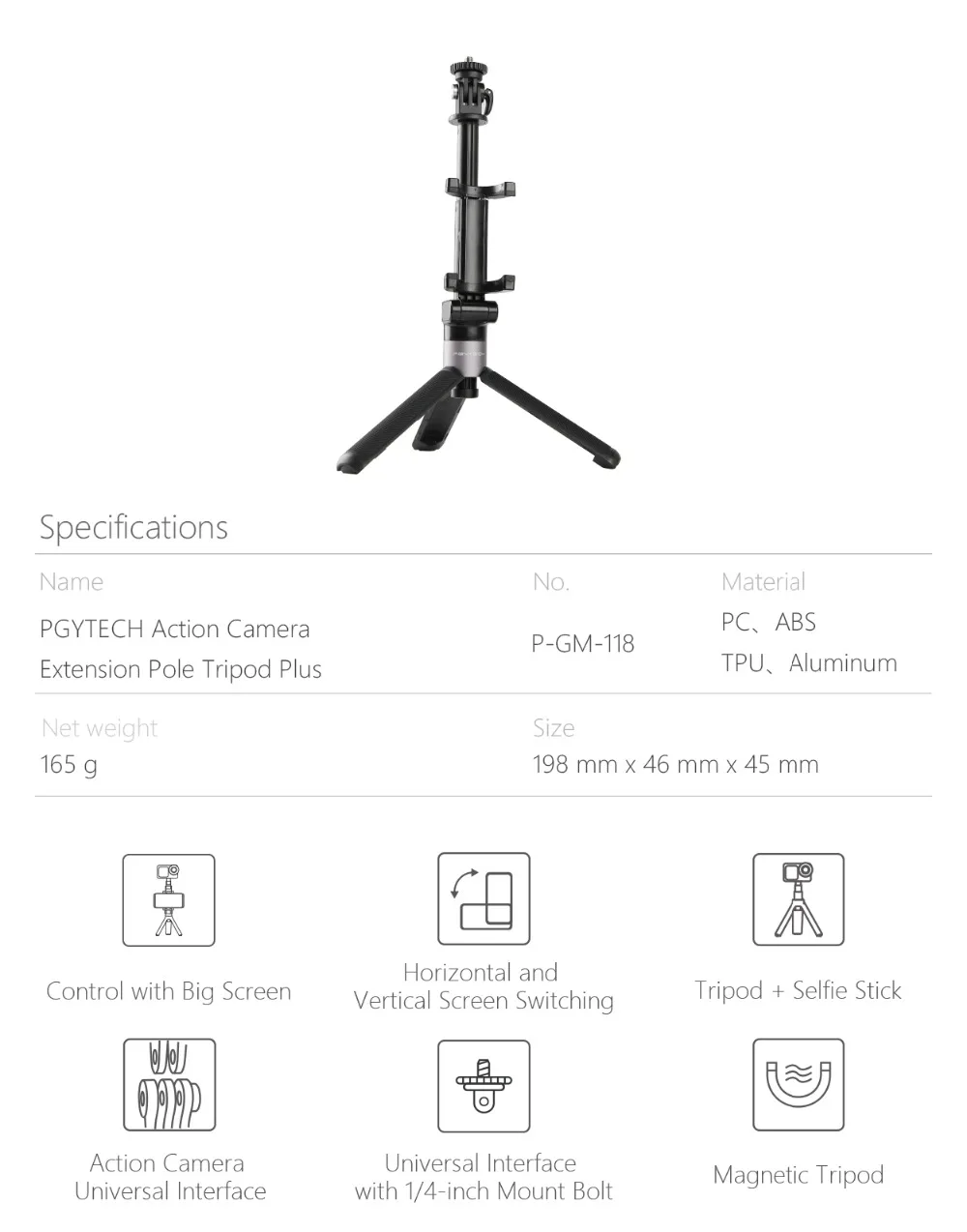 PGYTECH Osmo Pole удлинитель, масштабируемый держатель для DJI OSMO Pocket Gimbal Mobile 2 Zhiyun Smooth 4 Аксессуары для стабилизаторов