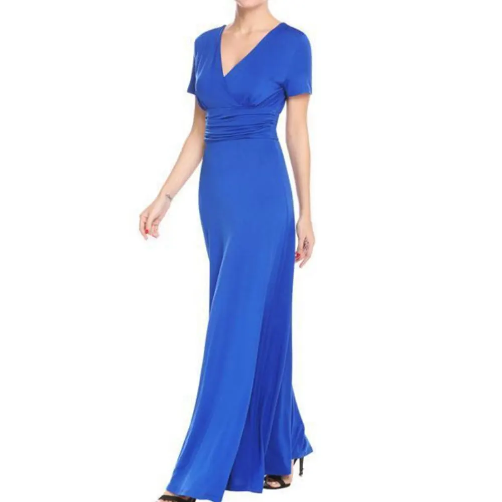 

Fashion Ladies Elegant Dress V-Neck Shirts Female Long Dress Women