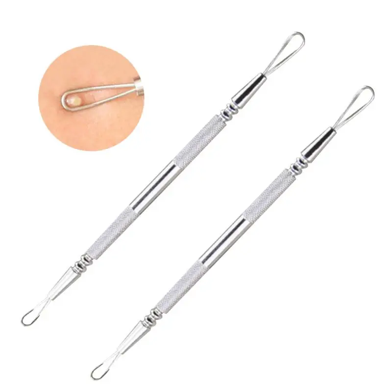 5 Types 2 In 1 Stainless Steel Blackhead Remover Makeup Tool Aluminum Tube Acne Needle Tip Looped Double-End Pimple Extractor | Красота и
