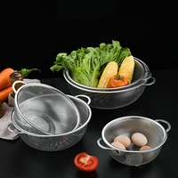2 styles stainless steel multi purpose rice sieve with handles vegetables fruits washing drainer colander home kitchen supplies
