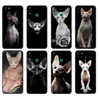 Черный чехол из ТПУ для Huawei Y9S, Y6S, Y8S, Y5P, Y7P, Y8P, чехол для Huawei Y5 lite Prime 2018, Y6 2019, чехол с котом Sphynx