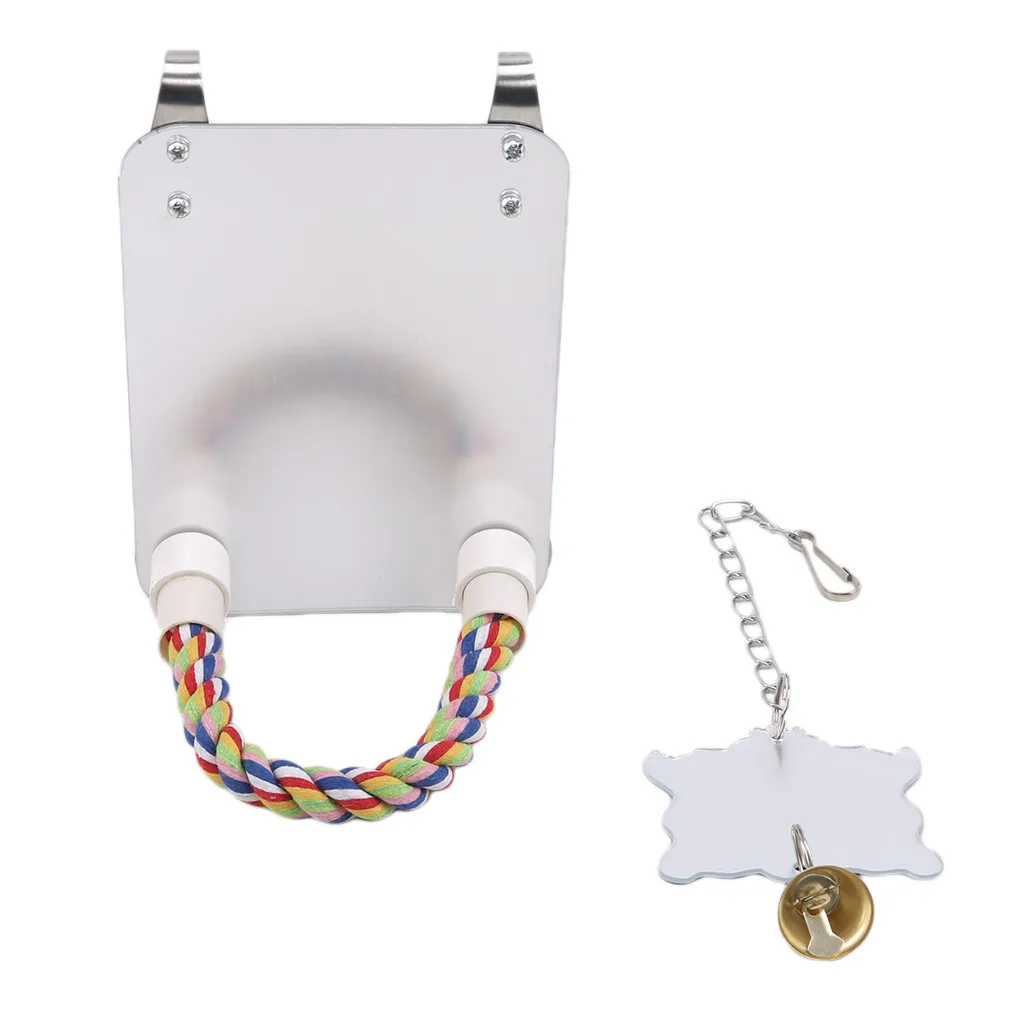 

Parrot Chewing Toy Big Mirror Cotton Rope Station Bar Set Pet Hanging Cage Swing Rope Climbing Mirror Pet Accessories