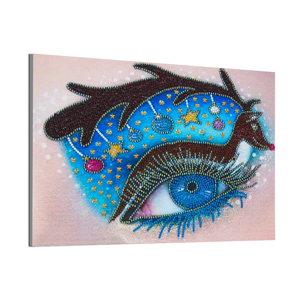 

5D DIY Eye Diamond Painting Cross Stitch Special Shape Rhinestone Part Drill Mosaic Art Picture of Rhinestones 3 Styles